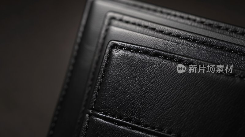 黑色皮革钱包特写