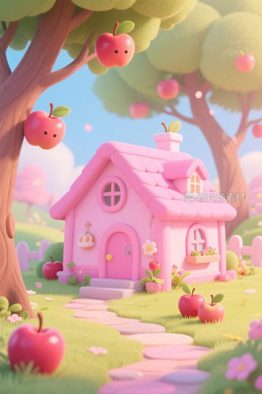粉色童话小屋场景