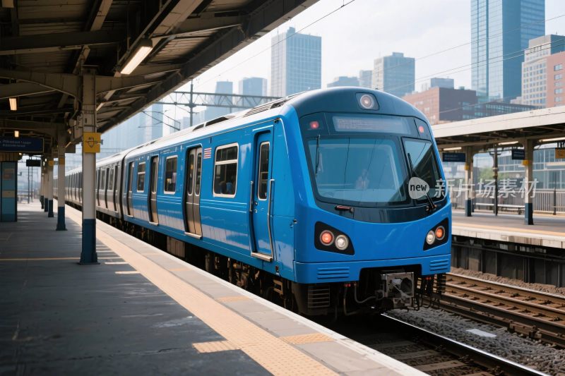 蓝色列车火车站场景