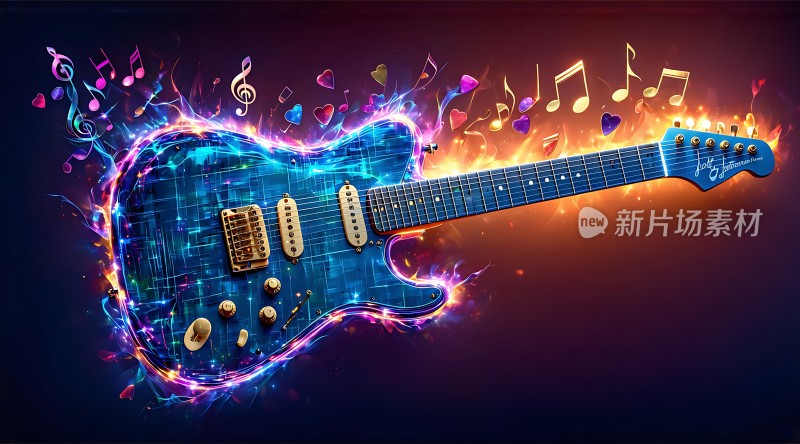 电吉他炫彩音符