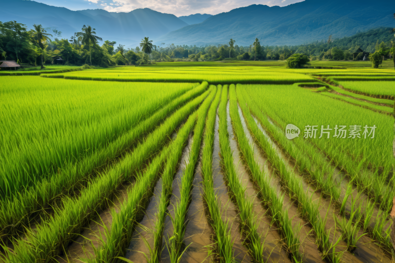 掠夺山脉的稻田高清风景风光图片