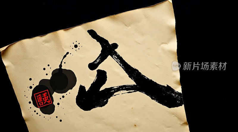 书法艺术作品展示墨迹与印章的结合展现中国传统文化的魅力