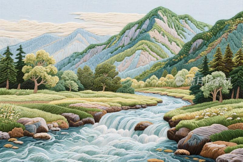 山水风景插画