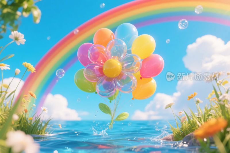 彩虹气球梦幻场景