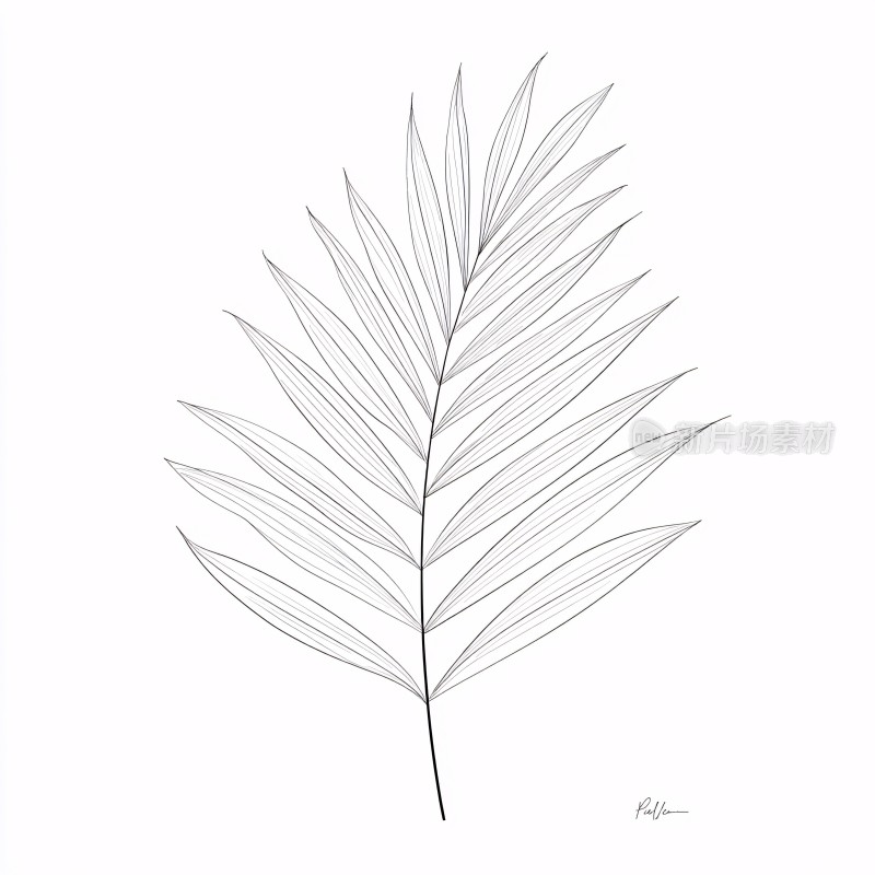 线条勾勒的简约叶片