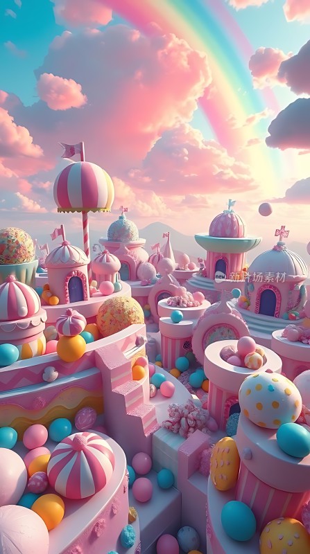 彩虹下的梦幻糖果城