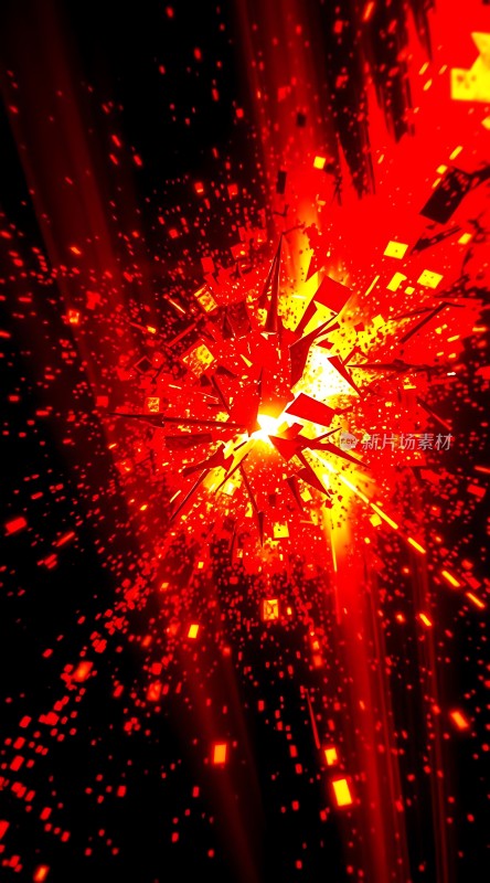 红色光芒四射的爆炸效果