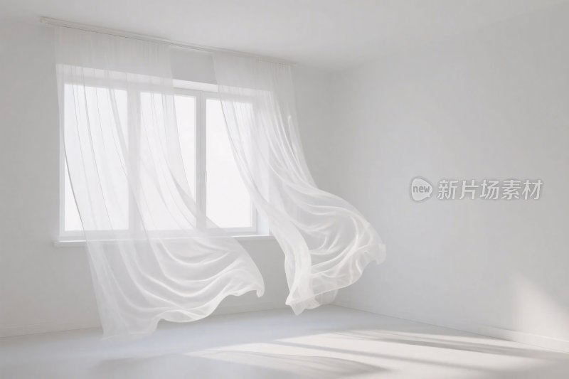 白色室内飘窗帘场景