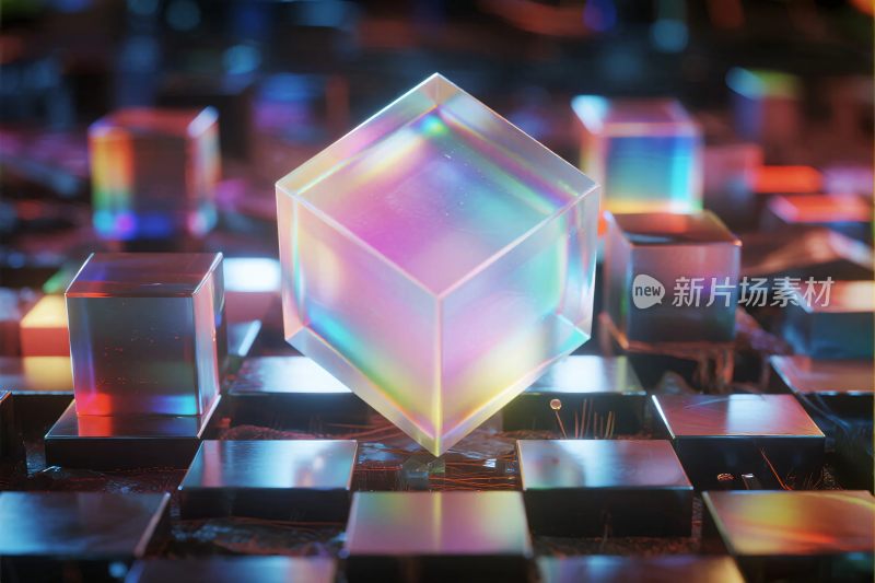 彩色透明立方体数字艺术