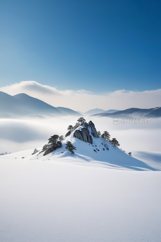 蓝天云彩的雪山背景图片