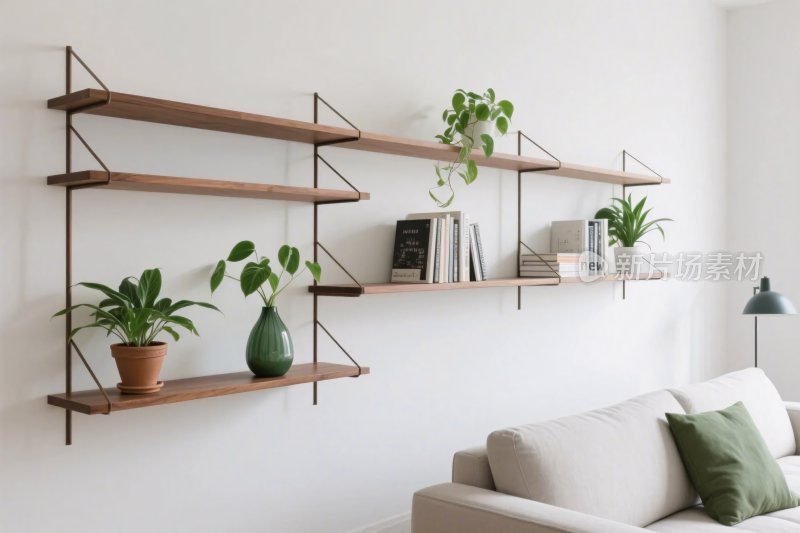 简约室内书架绿植布置