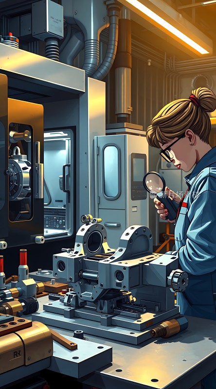 机械车间里的女工程师