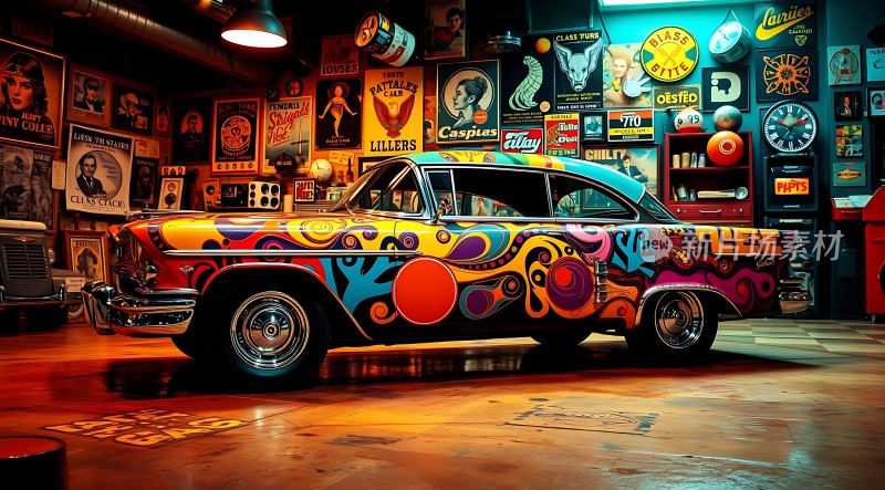 色彩斑斓的经典汽车与复古车库