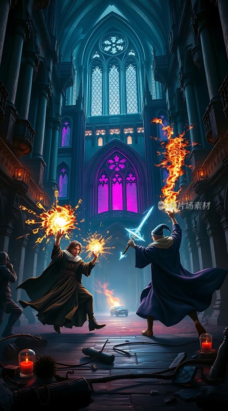 魔法对决教堂中的火焰与冰霜之战