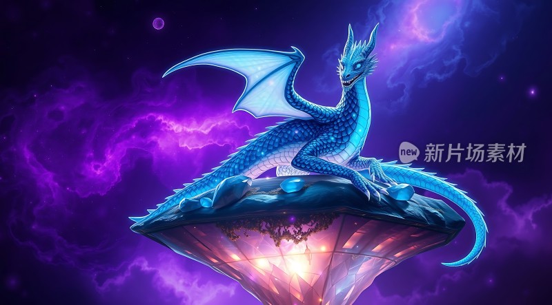 神秘蓝龙守护宇宙宝石