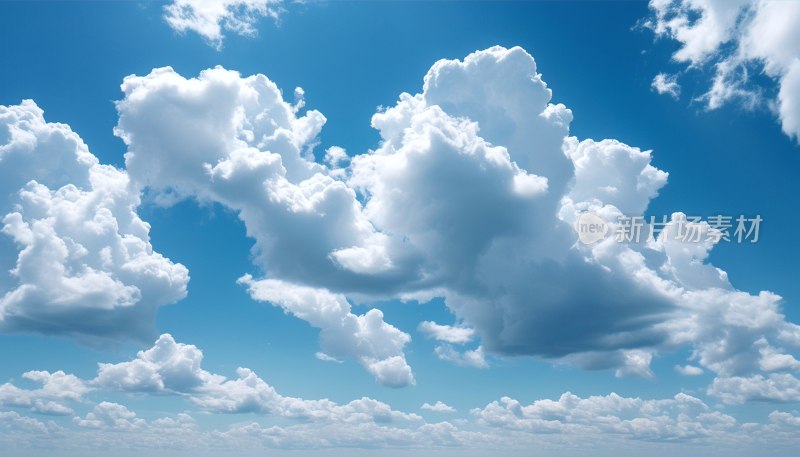 晴空云朵映蓝天