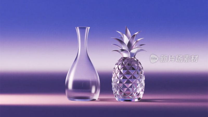 透明花瓶与菠萝摆件