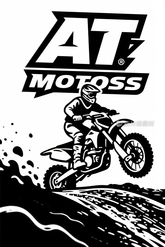 越野摩托骑行插画