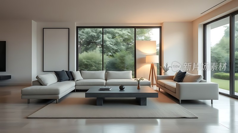 现代简约客厅宽敞明亮家具简洁大方