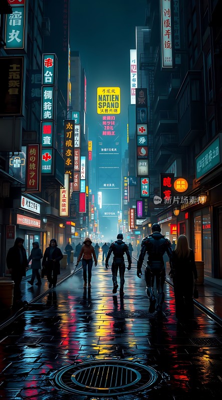 霓虹灯下的未来都市夜行