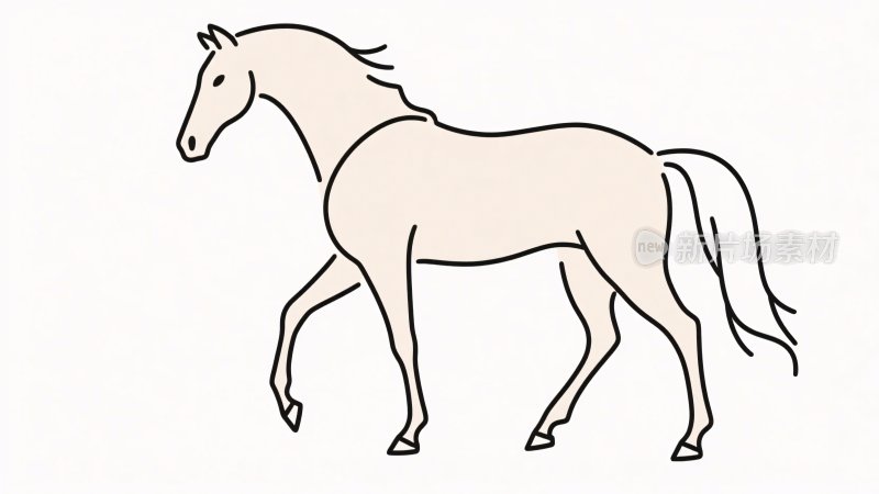 简约线条勾勒行走的马