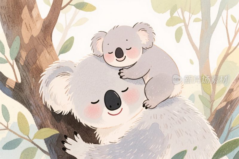 考拉亲子温馨插画
