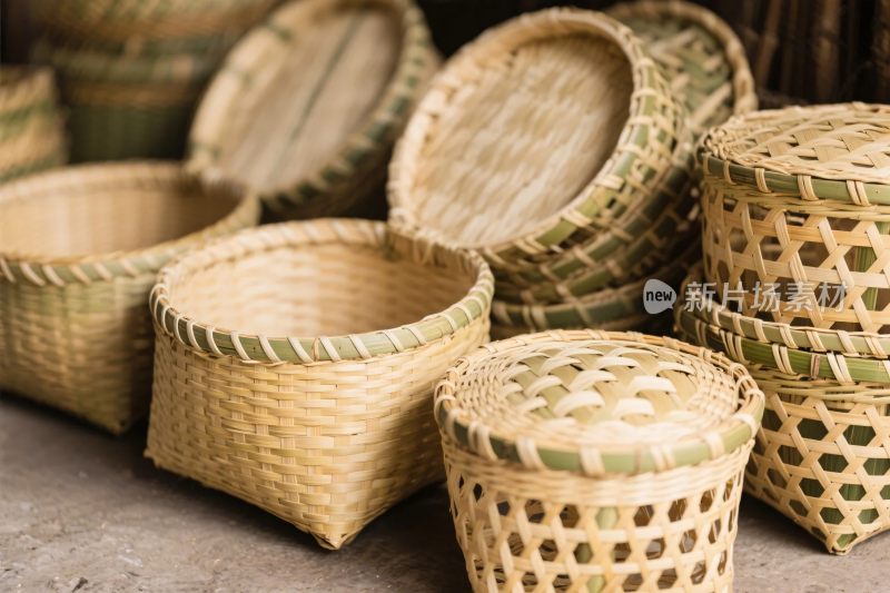 竹编篮筐手工艺品集合