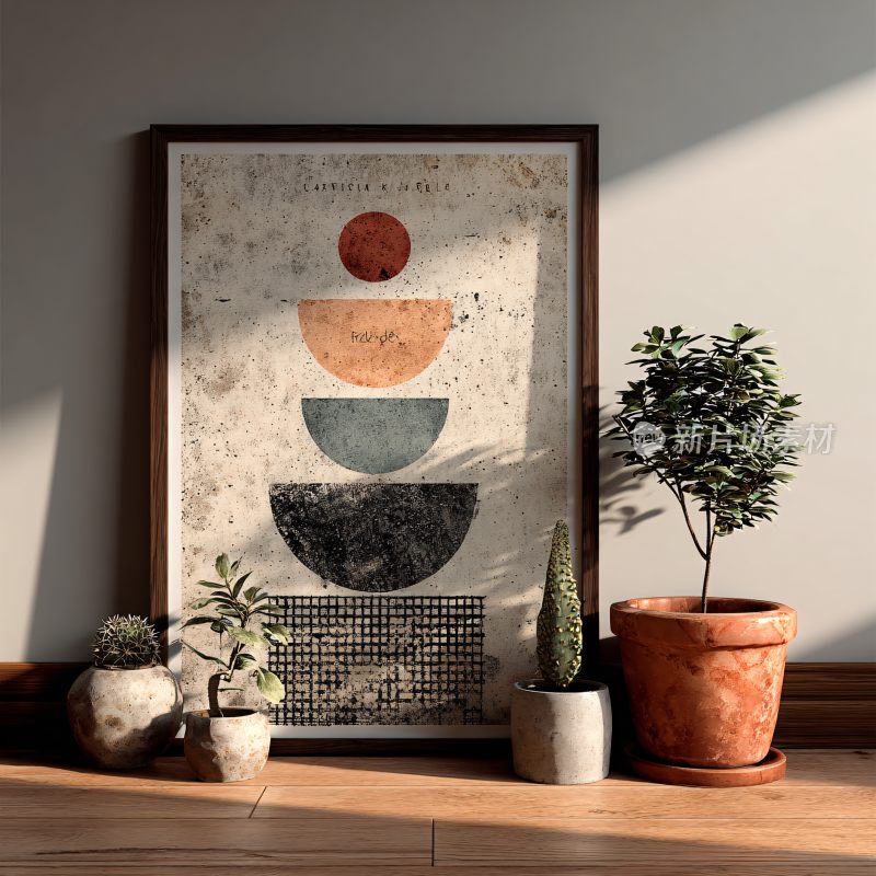 室内装饰画与绿植组合场景