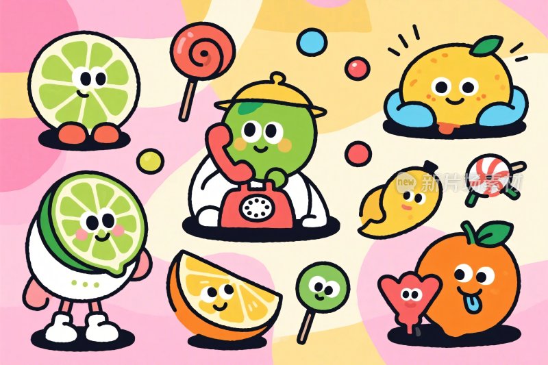卡通水果插画集合