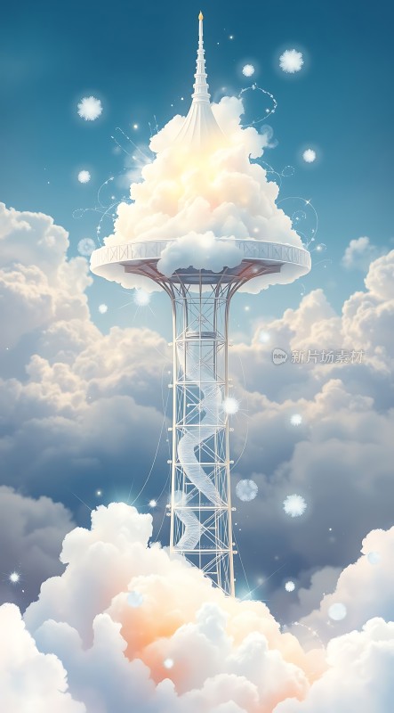 云上塔楼通往天堂的阶梯