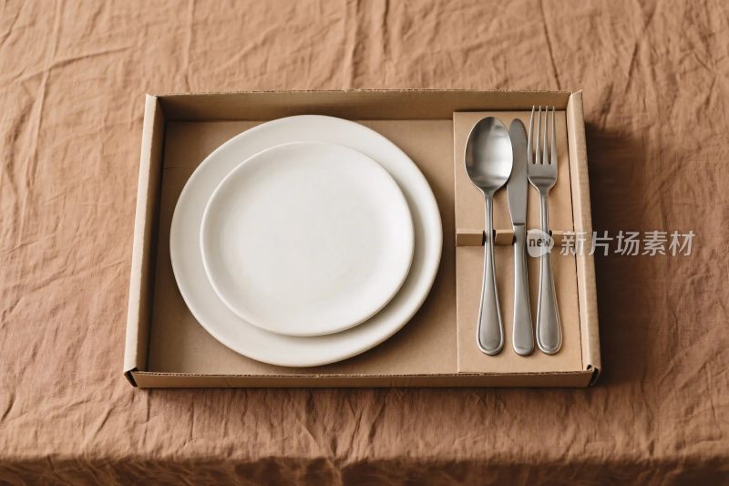 木盒内餐具展示