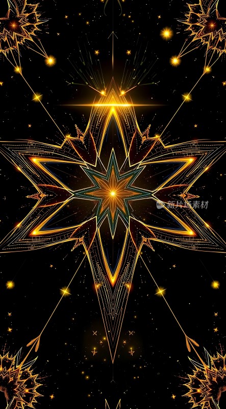 金色星芒闪耀夜空