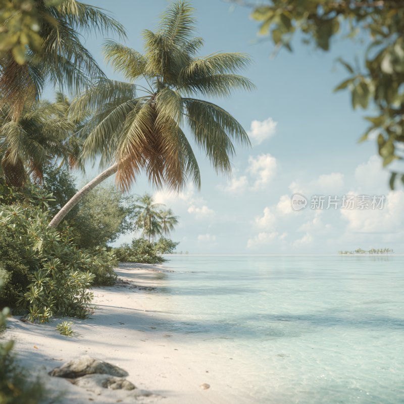 海边椰树沙滩美景