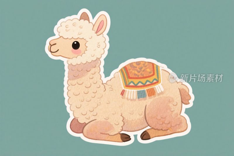 可爱羊驼卡通插画