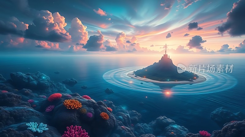 神秘海岛日落奇景