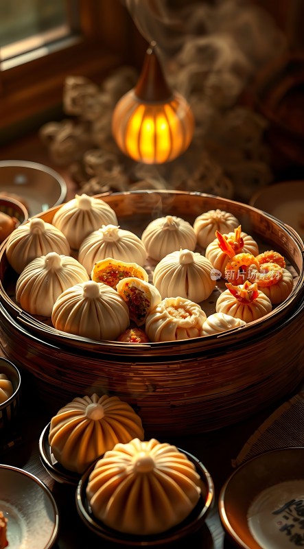 蒸笼里的美味包子