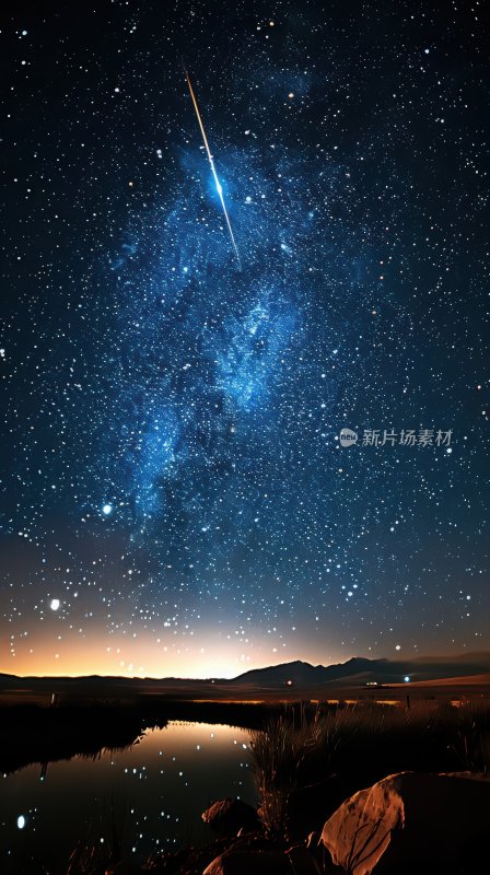 流星划过星空湖畔璀璨星河夜空背景壁纸