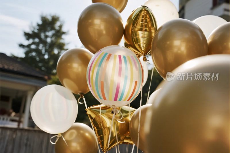 金色彩色气球装饰