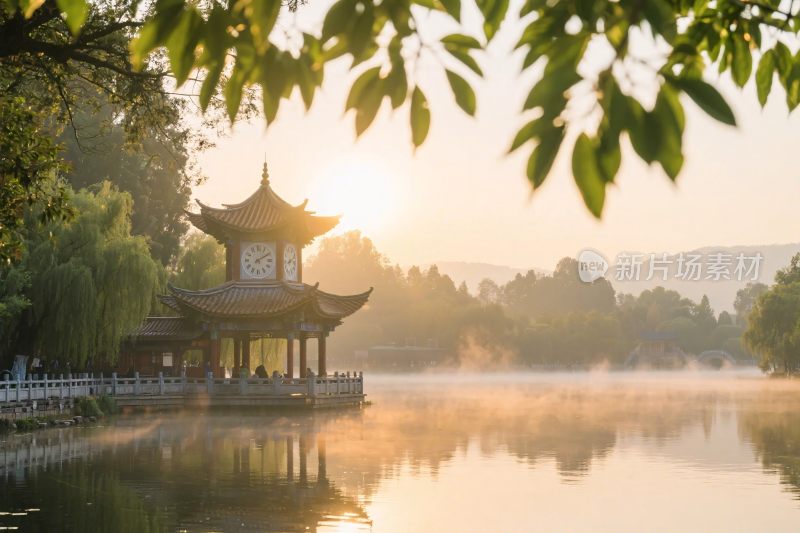 古亭山水风景图