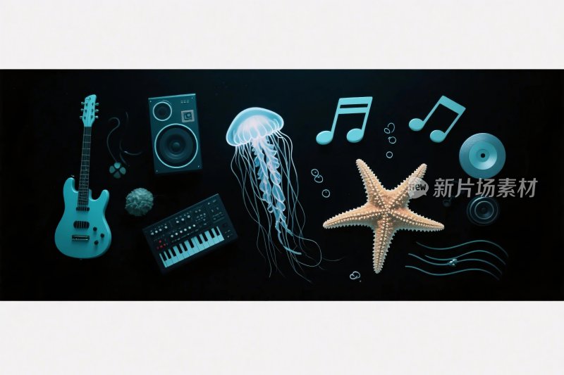 海洋音乐元素插画