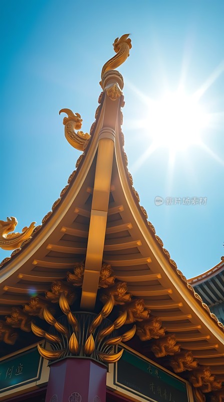 金碧辉煌的建筑细节阳光下的华丽屋顶