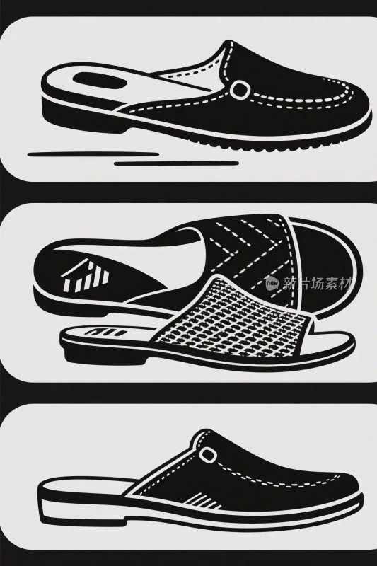 三款拖鞋插画