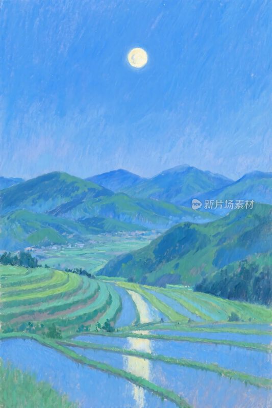 田园山水风景插画