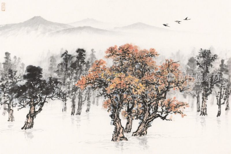 山水水墨风景画