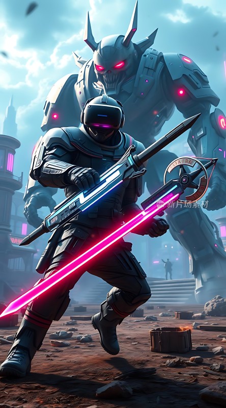 未来战士与巨型机甲激战