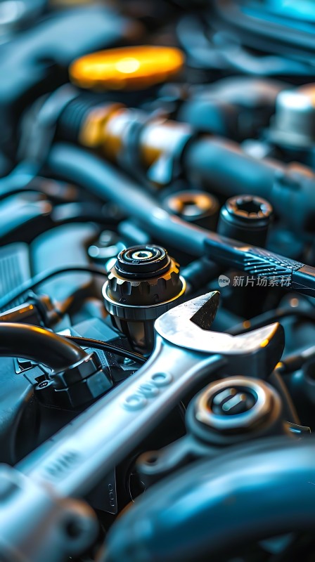 机械之美扳手与发动机部件的完美结合