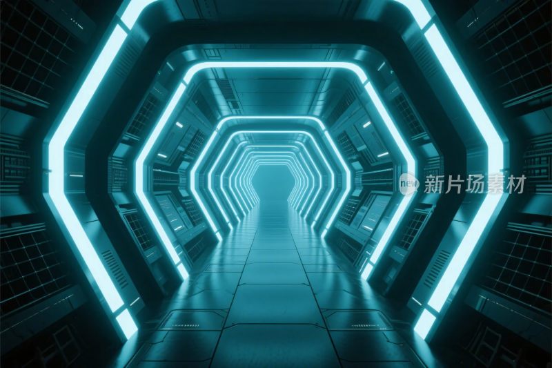 科幻霓虹未来隧道