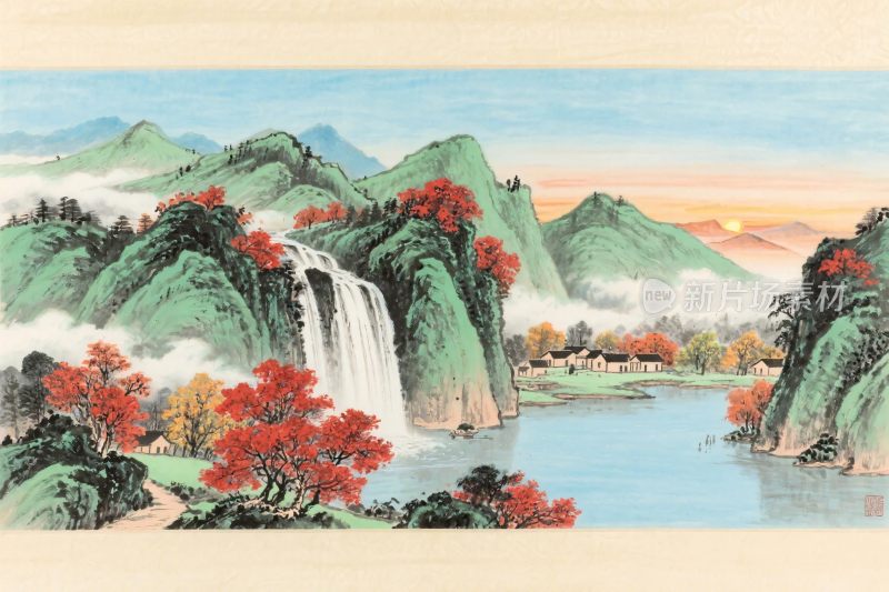 传统山水风景插画