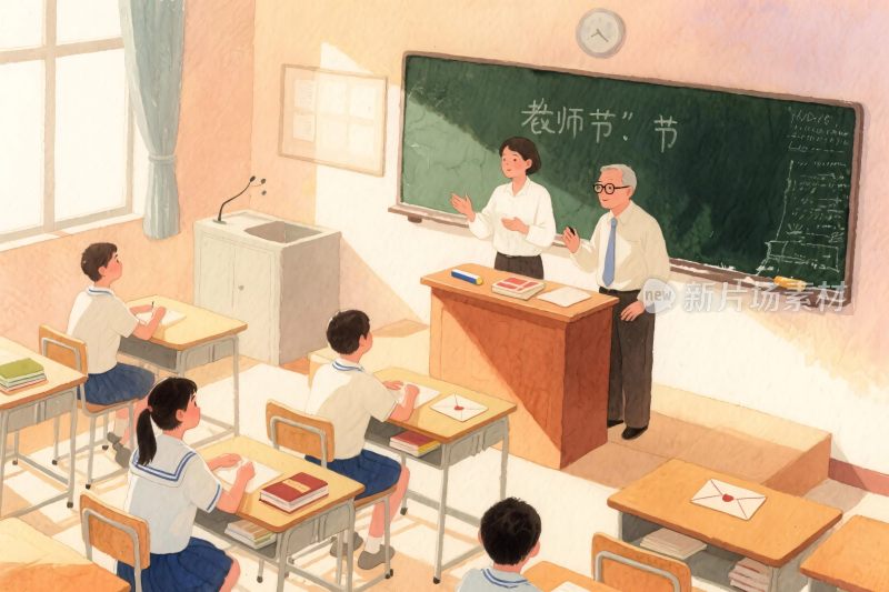 教师节课堂插画