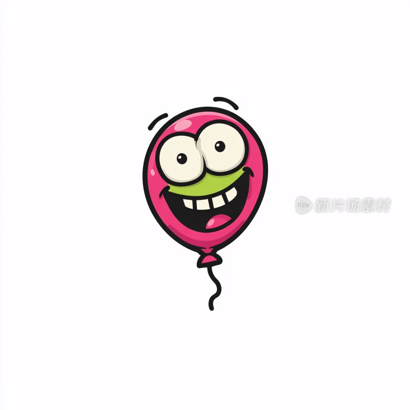 卡通粉色笑脸气球插画